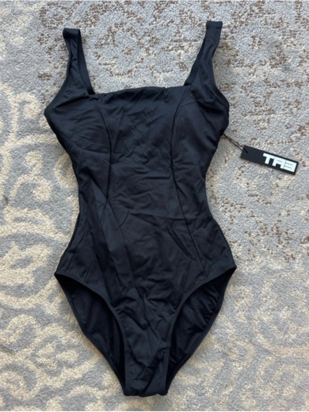 TA3 Squarey Snatched Waist Corset Back Swimsuit Black XS Long
